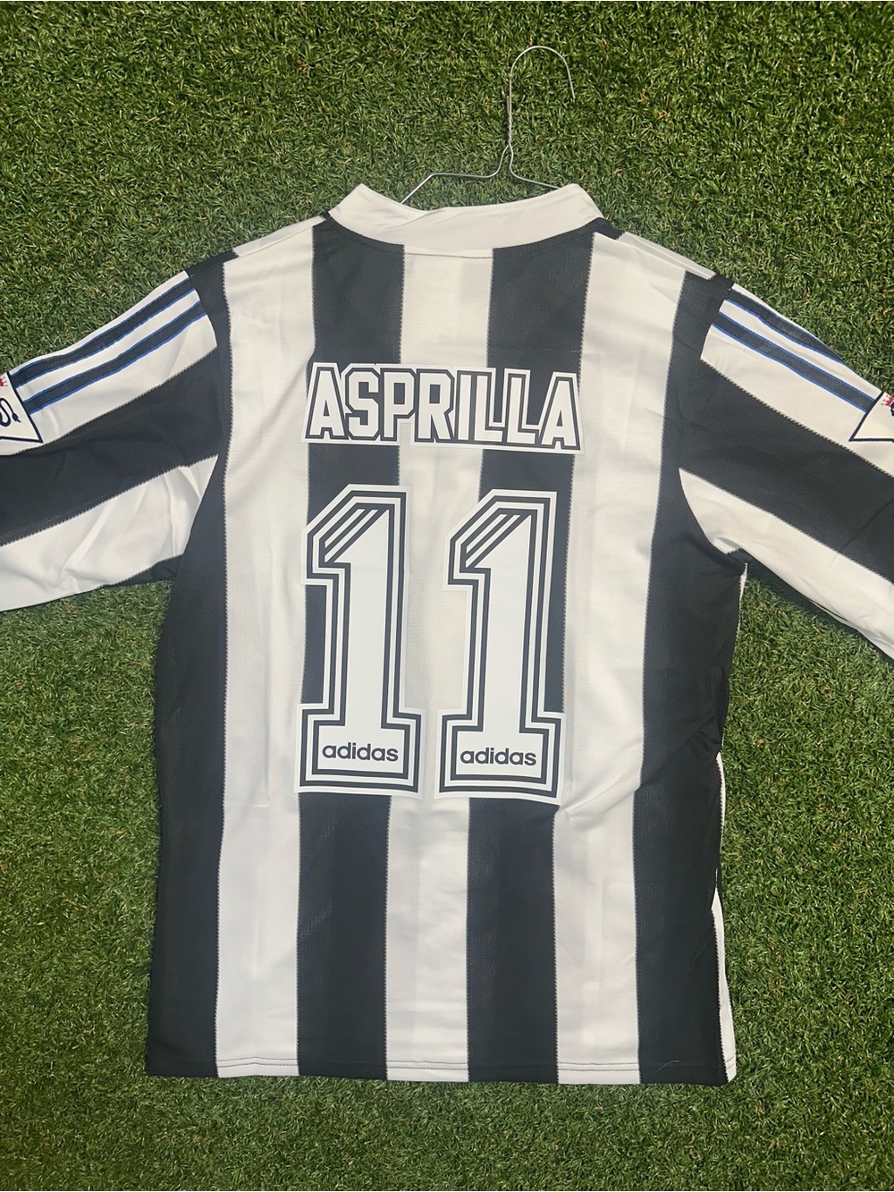 Newcastle Asprilla #11 Adidas Authentic Black & White Striped Long Sleeve Jersey - Picture 2 of 8